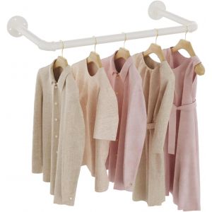 Tringle &agrave; V&ecirc;tements Murale Industriel, Portant &agrave; V&ecirc;tements Mural, Barre &agrave; V&ecirc;tements Amovible et Multifonction, Heavy Duty Tringle Penderie en M&eacute;tal, 54 cm, Cr&egrave;me, SG54W-1 - Neuf