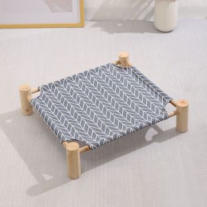 1 Ensemble (Fond Gris) Lit Pour Animal De Compagnie En Toile De Bois Massif Lit Pour Chien Lit Pour Chat Hamac Quadrangulaire Pour Animal De Compagnie Lit En Bois Lavable Et Détachable - Neuf