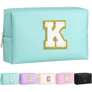 MAA-Trousse de Maquillage pour Filles et Femmes, personnalis¿¿e avec initiales, imperm¿¿able, en Cuir PU, Fermeture ¿¿clair, Organiseur de Voyage, Trousse de Toilette - Neuf