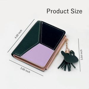 CAUC-Portefeuille femme porte-monnaie, petit portefeuille avec bouton pression en m&eacute;tal, portefeuille en cuir pour fermeture &agrave; glissi&egrave;re, portefeuille multifonction pour femme, porte carte de - Neuf