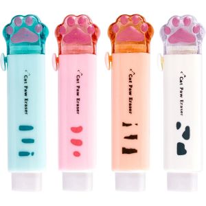 Pc Push Pull Gomme Pattes De Chat Forme De Gomme À Effacer Pour Les Filles De Gomme À Crayon Gomme De Bande Dessinée De L'école Des Enfants De Fournitures De Bureau Gomme Pratique Et De La Mode - Neuf