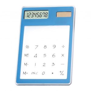 Calculatrice &agrave; &eacute;nergie solaire &Eacute;cran tactile 8 chiffres LCD Affichage Portable Calculatrice transparente pour bureau &Eacute;cole Maison Bleu - Neuf