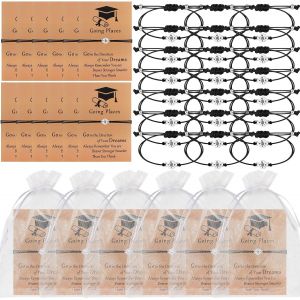 Lot De 24 Bracelets De Rem De Diplôme Pour Lui/Elle, Bracelets Boussole Inspirants En Vrac Pour La Classe De 2025 Avec Carte De Bénédiction Et Sac En Organza, Cadeaux De Fin D'année Pour - Neuf