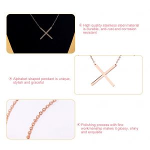 Colliers Tendance En Acier Inoxydable Avec Pendentif En Forme D'alphabet, Or Rose X - Neuf