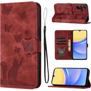 Sansh-Coque Pour Samsung Galaxy A16 4g/A16 5g/A26 5g(6,7 Pouces)Housse De Protection Premium Portefeuille Protection Emplacements De Cartes Fonction Support Bureau Pour Galaxy A16 4g/5g A26 5g-Rouge - Neuf