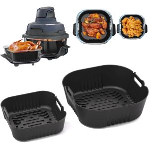 Lot de 2 Moule Silicone pour Portable Ninja Crispi Friteuse, Rev&ecirc;tement en Silicone Plat Accessoires pour Ninja Crispi Air Fryer 3,8L, 4-en-1, Sp&eacute;cialement Con&ccedil;u pour Airfryer Crispy FN101 - Neuf