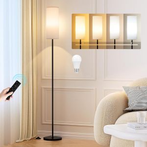 Nouvelhorizonstore-Lampadaire Sur Pied Salon, Moderne Lampadaire &iquest;&iquest; Intensit&iquest;&iquest; Variable Avec T&iquest;&iquest;L&iquest;&iquest;Commande, 4 Temp&iquest;&iquest;Ratures De Couleur, Abat-Jour En Lin, Lampe Vintage Pour Salon Chambre Bureau (Ampoule - Neuf