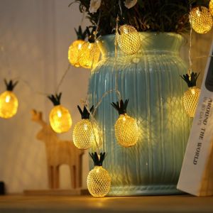 KAL-Guirlande Lumineuse Tropicale D'Été À Piles Pour Décoration D'Intérieur - Fantastique Pour Chambre À Coucher, Anniversaire, Fête Hawaïenne (Ananas, 10 Led) - Neuf
