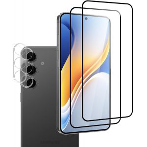 Kal-Lot De 2 + 2 Films De Protection D'écran En Verre Blindé Pour Appareil Photo Samsung Galaxy S24 Fe, Dureté 9h, Hd, Sans Bulles, Précision Tactile, Résistant Aux Rayures, Couverture Complète - Neuf