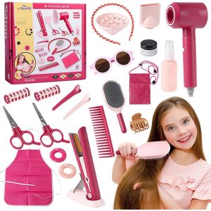 Mdy-Ensemble De Salon De Beauté,22 Pièces Kit Coiffure Pour Enfants,Jouets De Salon De Coiffure,Mode Jeu De Simulation De Coiffeur,Jeu De Rôle De Coiffure Pour Enfants Garçons Et Filles 3+ Ans. - Neuf