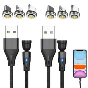 ERYI-Cable Usb C Magnétique,Rotation À 360° Rapide Cable Usb Magnetique,3 En 1 [1M+2M] Chargeur Aimanté,Compatible Cable Magnetique Iphone,Smartphone,Laptop,Usb,Type C,Linght-Ing - Neuf