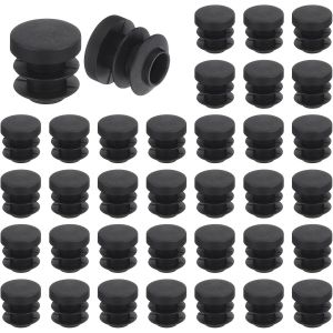 36 Pcs Bouchon En Plastique Rond,Bouchons D'extrémité De Tube Noirs,14mm(0.55 Pouce) Pour Pieds De Meubles,Protection De Glissement Pour Chaise,Canapé,Table,Étagère - Neuf