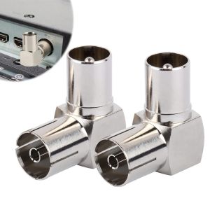 Lot de 2 adaptateurs TV PAL m&acirc;le vers femelle - Adaptateur coaxial RF &agrave; angle droit - Connecteur coaxial &agrave; 90 degr&eacute;s - R&eacute;partiteur d'antenne pour t&eacute;l&eacute;viseurs muraux satellites et c&acirc;bles - Neuf