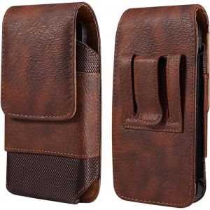 CAUC-&Eacute;tui de Ceinture pour T&eacute;l&eacute;phone Homme, Pochette Ceinture Cuir pour T&eacute;l&eacute;phone Portable, Sacoche Homme Ceinture Smartphon Sac Banane Portefeuille Porte-Cartes Holster Coque avec Boucle de Ceinture - Neuf