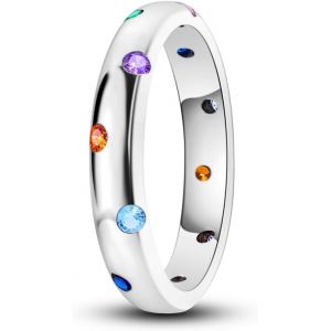 Bague En Argent Sterling 925 Pour Femme - Bague Empilable Avec Croix En Forme De Coeur En Zircon Cubique - Pour Anniversaire De Mariage, Fian&ccedil;ailles, Fian&ccedil;ailles, Cadeau D'anniversaire Pour Elle - Neuf