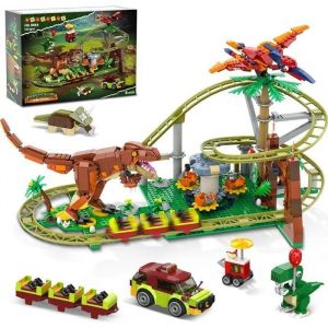 HOGOKIDS Circuit Montagnes Russes Dinosaures &iquest; Jeu de Construction 4 Dinos, Voiture Jungle, Cadeau pour Enfants 8 &agrave; 12 Ans - Neuf
