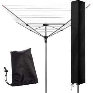 KALANKA-Housse Sechoir Parapluie Imperm&eacute;able 165 x 16 x 16 CM, Rotatif Housse Sechoir Parapluie avec Fermeture Eclair Tissu Oxford 420D avec Rev&ecirc;tement PU Argent&eacute;, pour la Plupart des S&eacute;choirs - Neuf