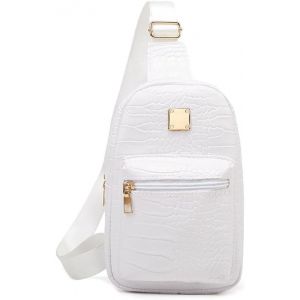 Sling Bag Femme Sac De Poitrine Petit Sac Crossbody Sac À Bandoulière Sac À Dos Sac D'Épaule Pu Cuir Sac De Poitrine Porte-Monnaie Sacs Stylés Pour Voyager, Faire Du Shopping (Blanc)[H3259] - Neuf