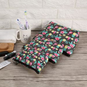 Lot de 3 sacs de rangement portables de grande capacite pour cosmetiques (base noire, motif oiseau fruitier) - Neuf
