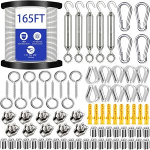 VornixorSarlshopC&acirc;ble m&eacute;tallique 50m,304 Cable Acier Inoxydable,Tendeur Cable Inox,Treillis Plante Grimpante Exterieur,Corde &agrave; Linge - Neuf