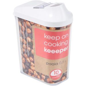 Boîte à Bec verseur,Couvercle réglable en continu,plastique ,500 ml,8x4.5x15 cm,Paola,blanc - Neuf