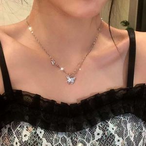 Kal-Collier Ras Du Cou Papillon Cz Collier Pendentif Papillon Argent Mini Collier Court Papillon Cz Collier Pendentif Cristal Étincelant Chaîne Bijoux Pour Femmes Filles Cadeaux - Neuf