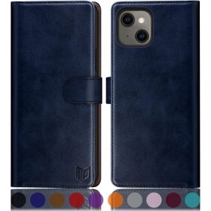PPS-Étui pour iPhone 13 5G 6,1"" avec [Porte-Cartes de crédit] [Blocage RFID], étui de Protection à Rabat en Cuir synthétique pour Homme et Femme pour Apple 13, Bleu - Neuf