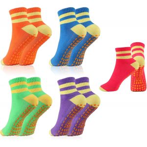 Lot De 5 Paires De Chaussettes Antid&eacute;rapantes Pour Femme - Chaussettes De Yoga Antid&eacute;rapantes - Chaussettes De Pilates - Chaussettes De Sport Pour La Maison, L'h&ocirc;pital, La R&eacute;&eacute;ducation, La - Neuf