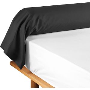 , Taie De Traversin (85 X 185 Cm) Lina Noir, 100% Coton - Neuf