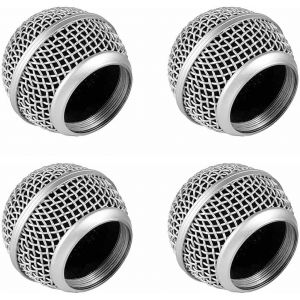 4 Pi&egrave;ces T&ecirc;tes De Microphone En M&eacute;tal, T&ecirc;te De Microphone En M&eacute;tal Avec Eponge, Compatible Avec Le Microphone Sm58 (Argent) - Neuf