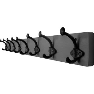 Porte Manteau Mural,8 Crochets En Fonte,Pat&egrave;re Murale,Bois Massif Porte Manteau Salle De Bain pour Manteaux Veste,Gris - Neuf