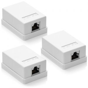 3X Prise R&eacute;seau Cat 6a 1x Prise RJ45 FTP Blind&eacute; Montage Mural Ethernet 10 Gbit LAN C&acirc;ble de Brassage C&acirc;ble D'installation - Blanc - Neuf