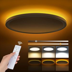 Subzonal-Plafonnier Led Dimmable 24w Avec T&eacute;l&eacute;commande, Veilleuse 1800k, Panneau 3000k-6500k, Ultra Fin Rond &Oslash;40cm Pour Chambres, Chambres D'enfants, Salons - Neuf