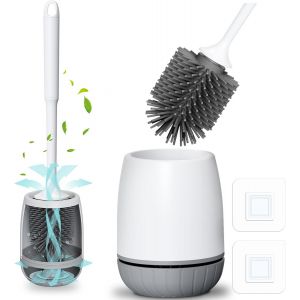 KGABERY-Brosse Toilettes Wc,Brosse Wc Silicone,Balayette Toilettes Wc Avec Support À Séchage Rapide Et Base Anti-Goutte,Balai Toilette Wc Montage Mural/Au Sol Pour Salle De Bain - Neuf