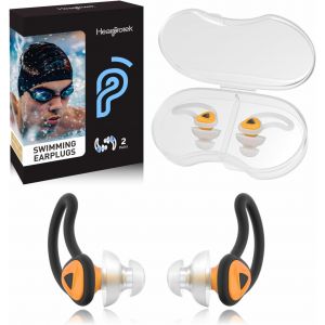 Bouchons D'oreilles De Natation,2 Paires Protection Auditive Bouchon Piscine-Protection Contre L'eau Pour Nageurs Douche Bain Le Surf Orange - Neuf