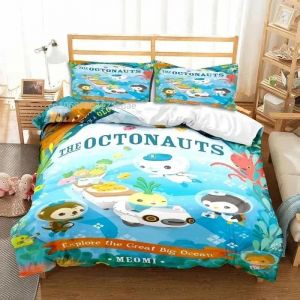 Parure De Lit 3 Pieces Pour Lit Double, Toutes Saisons, Motif Dessin Anime The Octonauts, Housse De Couette Pour Lit Double, King Size - Neuf