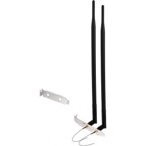 Antenne WiFi 8dBi RP-SMA Male Dual Band 2.4Ghz 5.8Ghz + 25cm RP SMA Femelle câble d'extension pour M.2 NGFF + Support de Couverture de Slot arrière d'ordinateur - Neuf