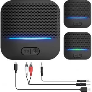 Récepteur Bluetooth 5.0, Adaptateur Audio Bluetooth Sans Fil Pour Système Stéréo Domestique Casque Haut-Parleurs Tv Pc, Faible Latence, Micro Intégré 3d Surround, Rca Et 3.5mm Jack - Neuf