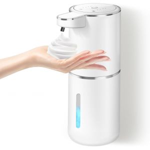 Distributeur de Savon Automatique,No Touch Distributeur Savon Mural Mousse Capteur 380mL USB Rechargeable,IPX5 Étanche Distributeur de Savon Électrique Blanc pour Salle de Bain - Neuf