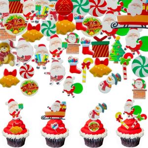 300pcs Comestibles G&acirc;teau de No&euml;l la D&eacute;coration de Cupcake, Comestibles Chri - Neuf