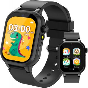 CFUX-Montre Connect&eacute;e Enfant 32 Jeux,Montre Intelligente Enfant avec HD Cam&eacute;ra Livres Audio&Cartes d'&eacute;tude,Suivi des Habitudes,3 Sportifs Podom&egrave;tre R&eacute;veil Mode Scolaire,Cadeaux d'anniversaire(Noir-32 - Neuf