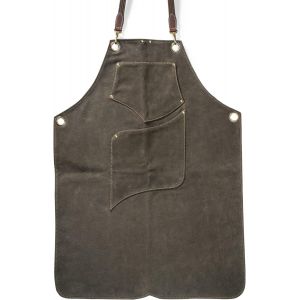 Ulteronixshop-Tablier en cuir de qualit&eacute; sup&eacute;rieure - Tablier de barbecue en cuir v&eacute;ritable - Style vintage - Pour barbecue et cuisine - Archie, vert fonc&eacute;, XXL/3XL - Neuf