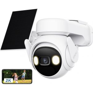 2K Wireless Solar Wifi Surveillance Camera With 15000 Mah Battery, 360° Ptz Outdoor Solar Camera, 2.4 Ghz, Night Vision, Ai Human Detection, Two-Way Audio, Siren - Neuf