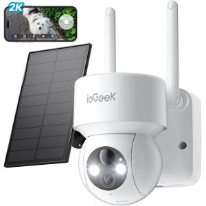 lbgwp60-360° 2K Camera Surveillance Wifi Extérieure Sans Fil, Camera Exterieur Solaire, Vision Nocturne Couleur, Pir Détection Humaine, Audio Bidirectionnel, Sirène D'Alarme, Ai Analysis System/Cloud - Neuf
