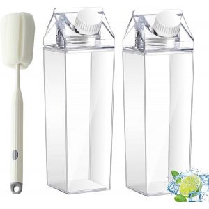 Checarzhn--No1-2 Pièces Bouteille D'eau Claire, 1000 Ml Réutilisable Bouteille De Jus De Citron, Bouteille De Jus De Fruits Avec Pinceau, Bouteille D'eau Claire De Grande Capacité, Pour Piquenique, C - Neuf