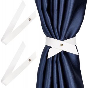 Lot de 2 attaches de rideaux blanches à clip arrière pour rideaux, support de rideau extérieur, décoration de salon, salle à manger, chambre à coucher - Neuf