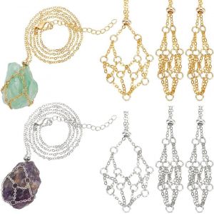 Kal-8pcs Porte-Collier En Cristal, Support De Pierre Pendentifs Réglable Or/Argent Support De Pierre De Cristal Vide Pendentif En Métal Pendentif De Pierres Vide Pour Bijoux Fête Des Mères - Neuf