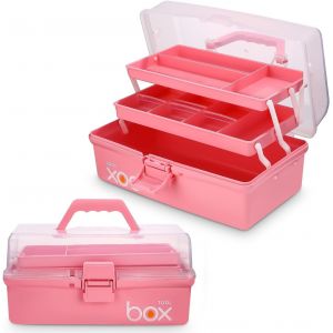 Yemaesre-Boîte De Rangement Multifonctionnelle À Trois Couches - Boîte À Outils Pliable Pour Lartisanat En Papier, Les Fournitures De Couture, La Boîte À Médicaments (Avec 2 Plateaux) - Neuf