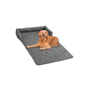 Tapis Pour Animaux De Compagnie Imperm&eacute;able &Agrave; Carreaux Avec Coussin R&eacute;versible Gris Taille M - Neuf