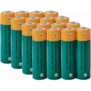 Piles Rechargeables Nimh Aa 1300mah 1,2v Pour &Eacute;clairage Solaire Ext&eacute;rieur De Jardin, &Eacute;clairage De Chemin De Paysage, &Eacute;clairage De Cour (16 Pi&egrave;ces) - Neuf